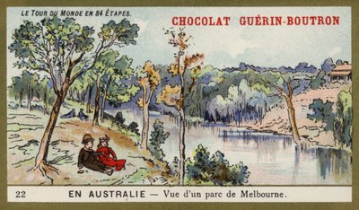 Widok na park w Melbourne, Australia (chromolitho) autorstwa French School