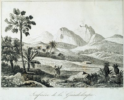 Widok soufriere na Gwadelupie. Rycina z XIX wieku. Chartres, Musee des Beaux Arts autorstwa French School