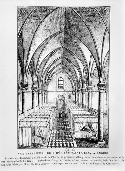 Widok oddziału szpitala Saint-Jean, Angers, Francja autorstwa French School