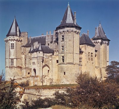 Widok na zamek, przebudowany w 1227 roku przez św. Ludwika i wzmocniony w XVI wieku przez Bartolommeo autorstwa French School