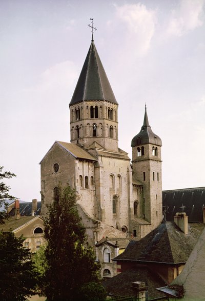Widok Clocher de lEau Benite kościoła opackiego, 1088-1130 autorstwa French School