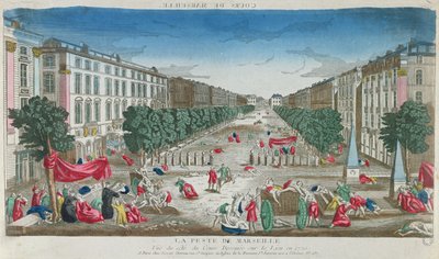 Widok na Cours Belsunce w Marsylii podczas zarazy w 1720 r. autorstwa French School