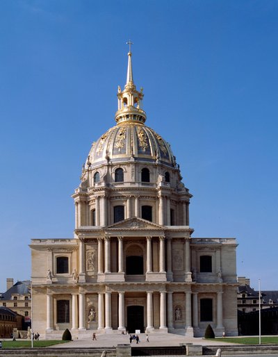 Widok na paryski zabytek Hotel des Invalides, którego budowę zlecił Ludwik XIV w 1670 r. Paryż autorstwa French School