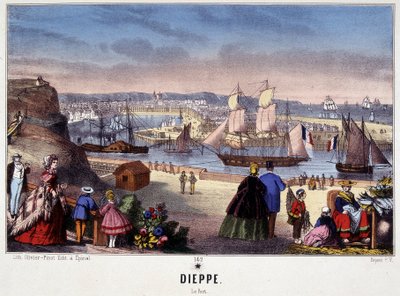 Widok na port w Dieppe, zdjęcie Epinal, b.d. 19 wiek autorstwa French School