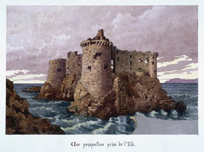 Widok zamku z XI wieku w ruinach na wyspie Yeu (Ile-d