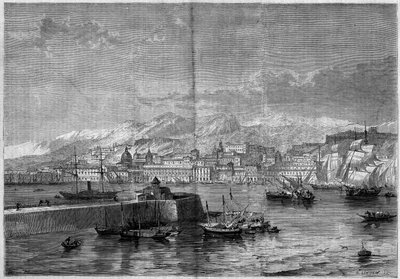 Widok na miasto Mesyna (Messina lub Missina). Sycylia, Włochy autorstwa French School