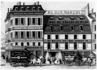 Widok z zewnątrz sklepów Bon Marché, rue de Sèvres, Paryż, ok. 1869 autorstwa French School
