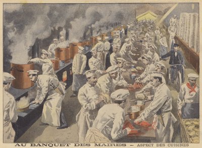 Widok kuchni na bankiet burmistrzów Francji (kolor lito) autorstwa French School