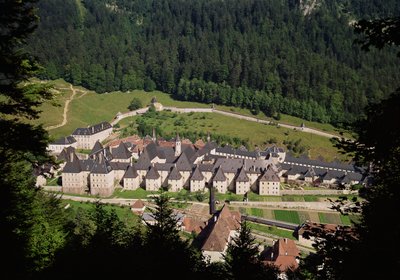 Widok na zespół klasztorny autorstwa French School