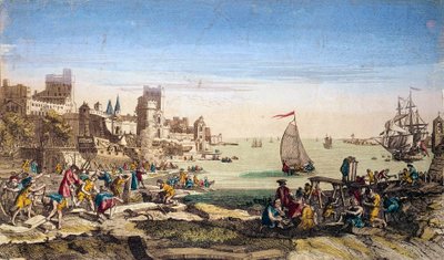 Widok na port i stocznie miasta Hawr (Sekwana morska). autorstwa French School