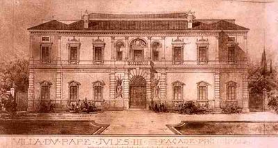 Villa Giulia, Rzym, z „Fragmenty architektury średniowiecza i renesansu”, ryt. Jules Adolphe Chauvet (ur. 1828) (lit) autorstwa French School