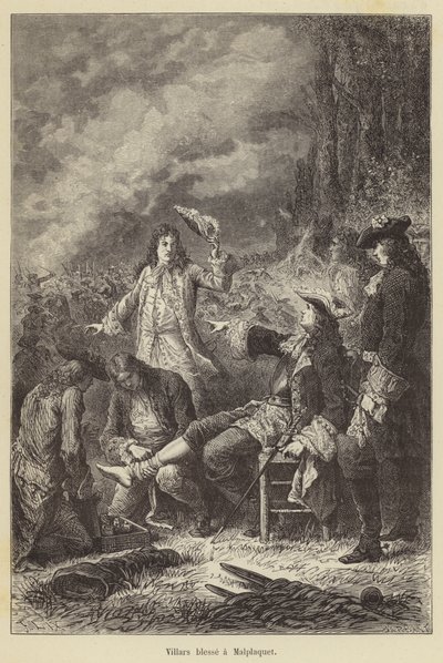 Villars rani Malplaquet (grawerowanie) autorstwa French School
