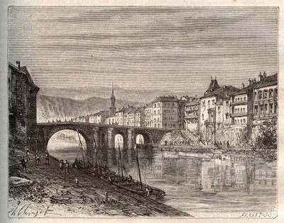 Villeneuve-sur-Lot (Villeneuve sur Lot) - wydział Lot-et-Garonne - grawer w „La France illustree: geografia, historia, administracja statystyczna” autorstwa V.-A. Słodowo-Brązowy. 1884 autorstwa French School
