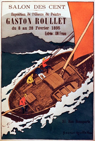 Vintage plakat na wystawę w galerii malarstwa, artysta Gaston Roulette, 1895 autorstwa French School
