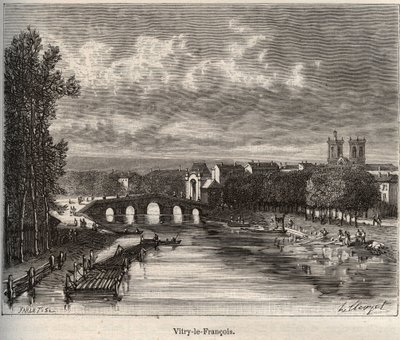 Vitry-le-Francois (Vitry le Francois) departament Marne - grawer w „La France illustree: geografia, historia, administracja statystyczna” autorstwa V.A. Słodowo-Brązowy. 1884 autorstwa French School