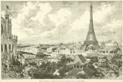 Ogólny widok wystawy powszechnej, zaczerpnięty z pałacu Trocadero (rycina) autorstwa French School