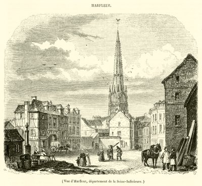 Widok Harfleur, departament Seine-Inferieure (rycina) autorstwa French School