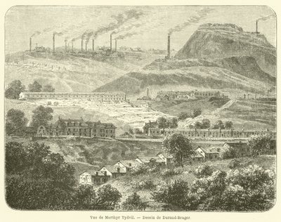 Widok Merthyra Tydfila (rycina) autorstwa French School