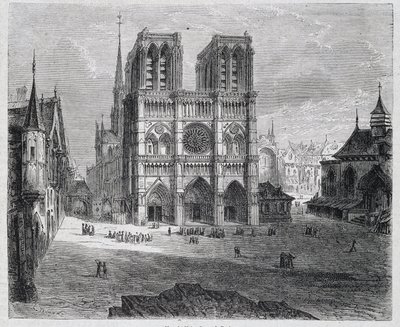 Widok Notre-Dame de Paris - w „”Paryżu przez wieki””, H. Gourdon de Genouillac, wyd. F. Roy, Paryż autorstwa French School