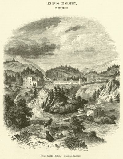 Widok Wilbad-Gastein (rycina) autorstwa French School