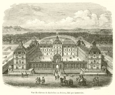 Widok zamku de Richelieu w Poitou, wybudowany przez Lemerciera (rycina) autorstwa French School