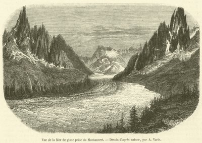 Widok Mer de Glace z Montanvert (rycina) autorstwa French School