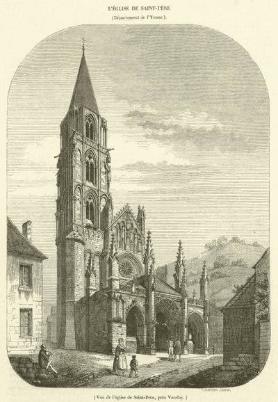Widok kościoła Saint-Pere koło Vezelay (rycina) autorstwa French School