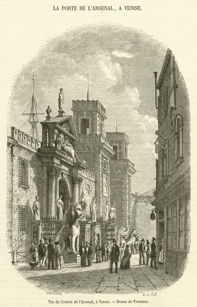 Widok wejścia do Arsenału w Wenecji (rycina) autorstwa French School