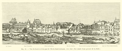 Widok na Luwr i Quai de lEcole-Saint-Germain, ok. 1640, Faksymile ryciny z La Belle autorstwa French School