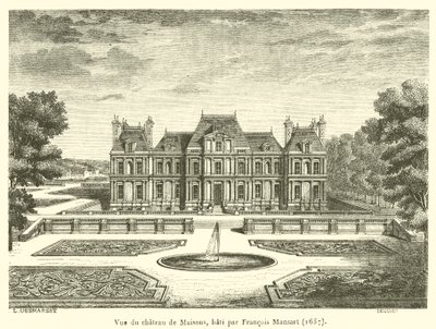 Widok na Chateau de Maisons, zbudowany przez Francois Mansart autorstwa French School