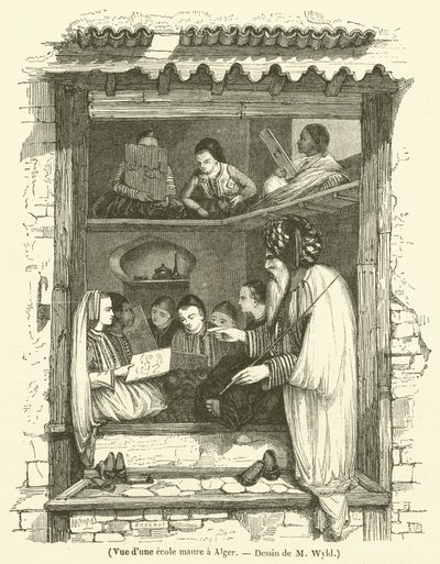 Widok szkoły mauretańskiej w Algierze (rycina) autorstwa French School
