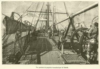 Widok ogólny transatlantyckiego liniowca Kanada (grawerowanie) autorstwa French School