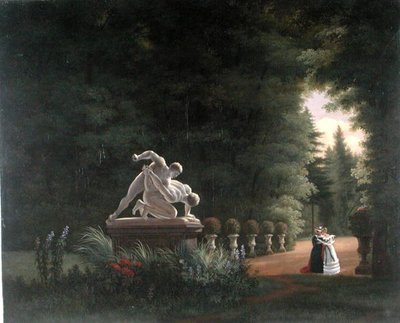 Spacer po Folie-Beaujon w Paryżu, ok. 1830 (olej na płótnie) autorstwa French School