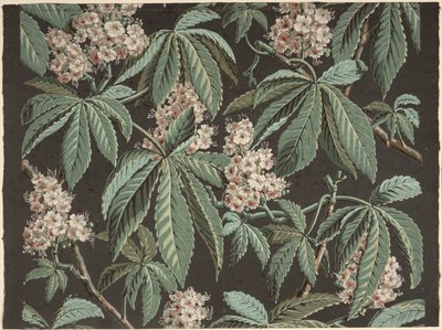 Projekt tapety z gałązką kasztanowca (detal) ca. 1810, prod. Josef Dufour (1752-1827), Paryż, autorstwa French School