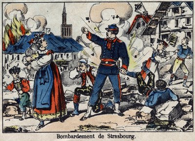 Wojna 1870 między Francją a Prusami: Oblężenie i bombardowanie Strasburga autorstwa French School