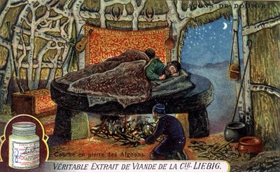 Sposoby spania: Afgańska warstwa kamienia. Chromolitografia opakowań Liebiga. autorstwa French School