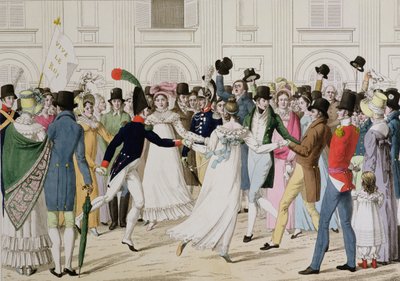 Mamy nasz Pere de Gand, uroczystość w Tuileries Ludwika XVIII, powrót w 1815 z Gandawy po 100 dniach (kolor grawerowania) autorstwa French School