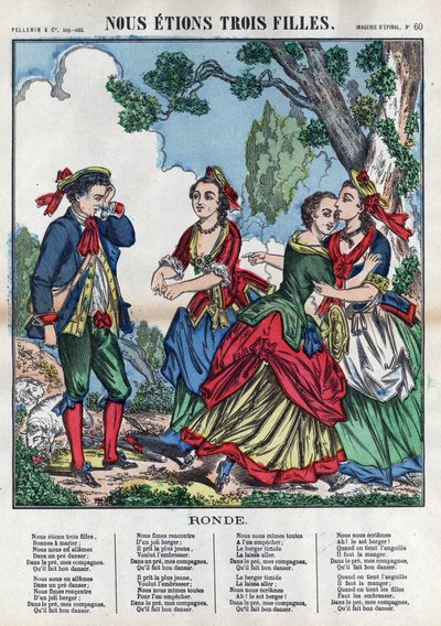 Byłyśmy trzema dziewczynami. Trzy dziewczyny bawią się z pasterzem i sprawiają, że czuje się niekomfortowo. (Chants et chansons populaire de la France) Imagine d