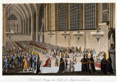 Ceremonia ślubna (Napoleon i Maria Ludwika Habsburżanka) w kościele Augustynów w Wiedniu, 2 kwietnia autorstwa French School