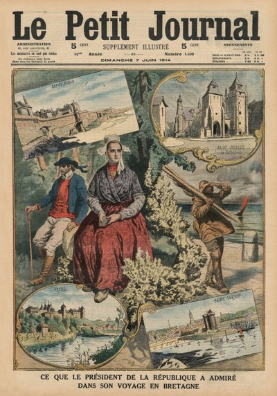 To, co podziwiał Prezydent Republiki podczas podróży po Bretanii, ilustracja z okładki „Le Petit Journal”, dodatek illustre, 7 czerwca 1914 autorstwa French School