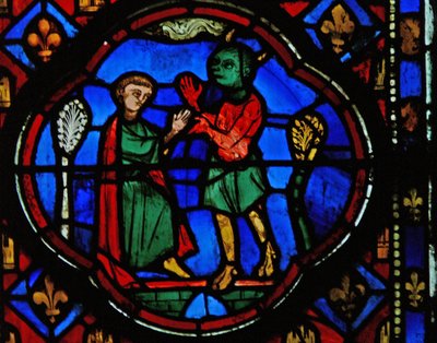 Okno Ew-R przedstawiające Teofila z diabłem autorstwa French School