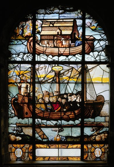 Okno przedstawiające statek ze świętymi i Arką Noego, 1612-22 autorstwa French School