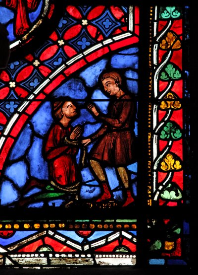 Okno w05 przedstawiające maga Hermogenesa i Filetos autorstwa French School