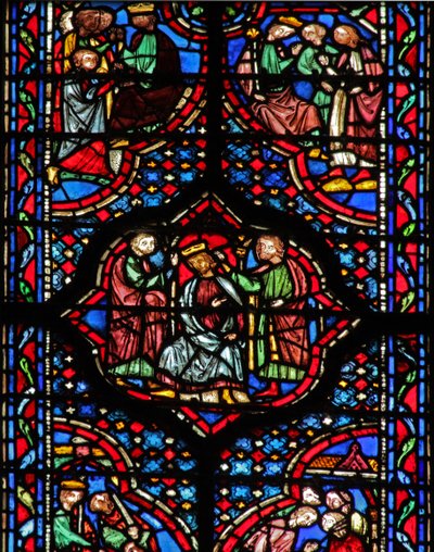 Okno w14 Koronacja Davidsa w Hebronie II Sam V 1-3 autorstwa French School