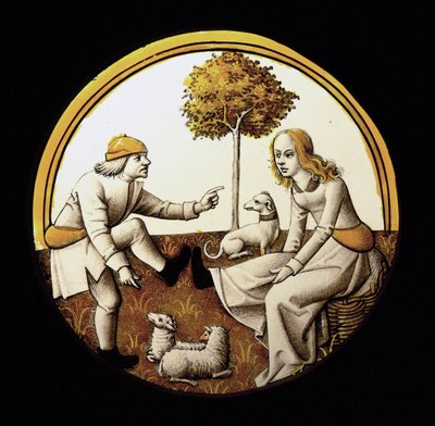 Okno w70 przedstawiające Podmiot niepewny (Jeu de quintaine?) autorstwa French School