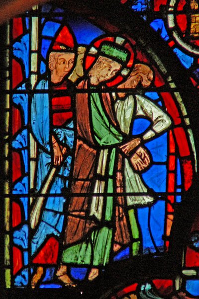 Okno w8 Chrystus przed Piłatem autorstwa French School