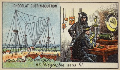 Telegrafia bezprzewodowa (chromolitho) autorstwa French School