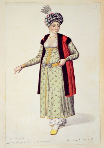 Kobieta z Rumelii, okres osmański, 3. ćw. XVIII w. (wc na papierze) autorstwa French School