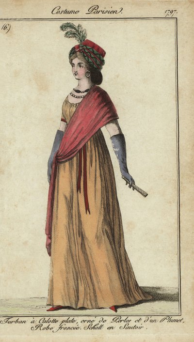 Kobieta w turbanie i skrzyżowanym szalu autorstwa French School