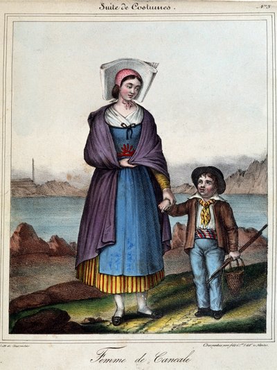 Kobieta z Cancale i jej dziecko, około 1845 r. autorstwa French School